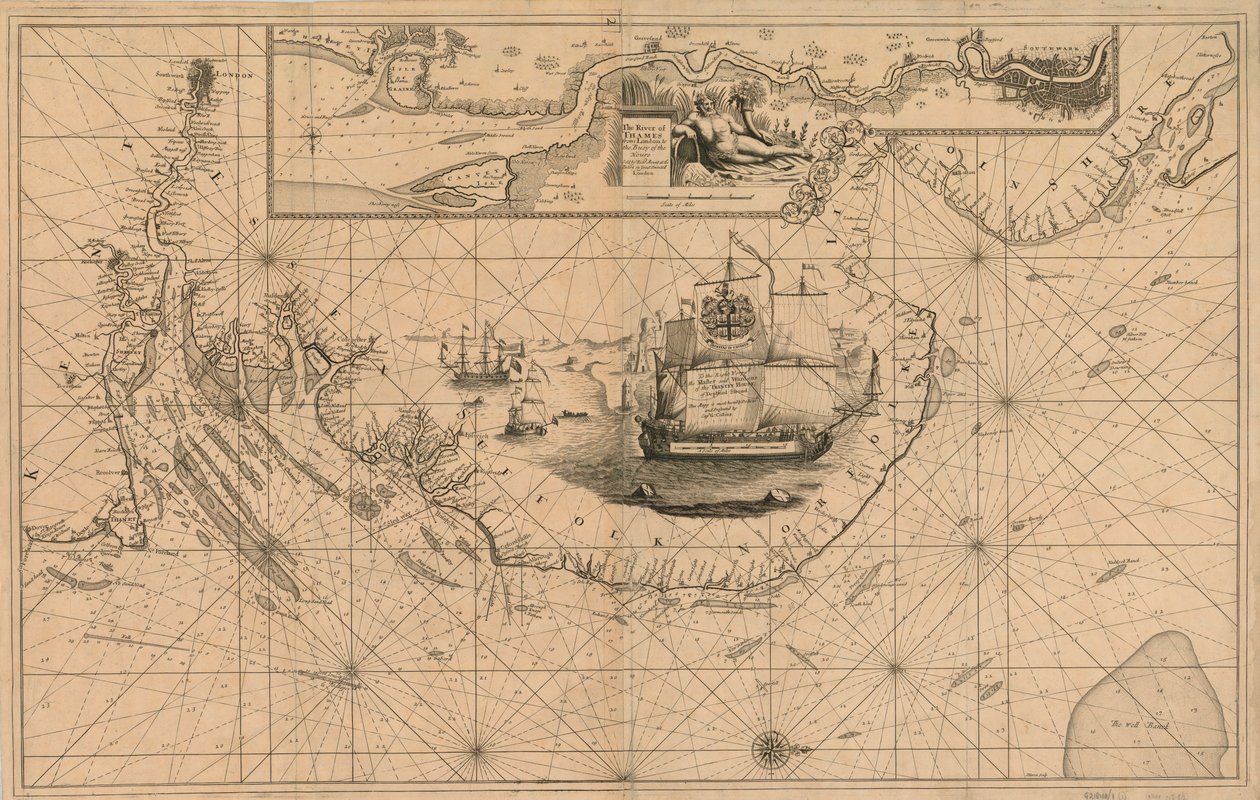 Mapa řeky Temže od Londýna po bóji Noure od Unknown artist