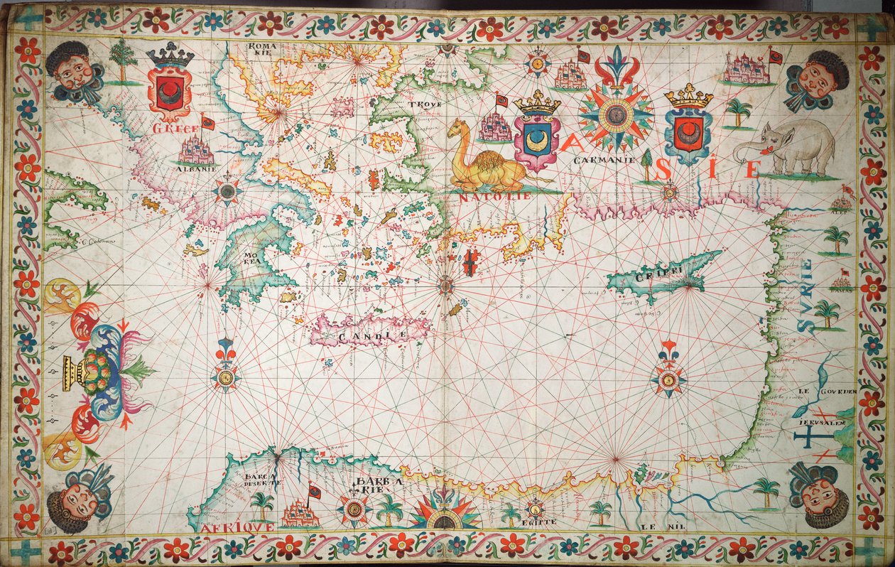 Mapa východního Středomoří, cca 1600 (rukopis) od Unknown artist