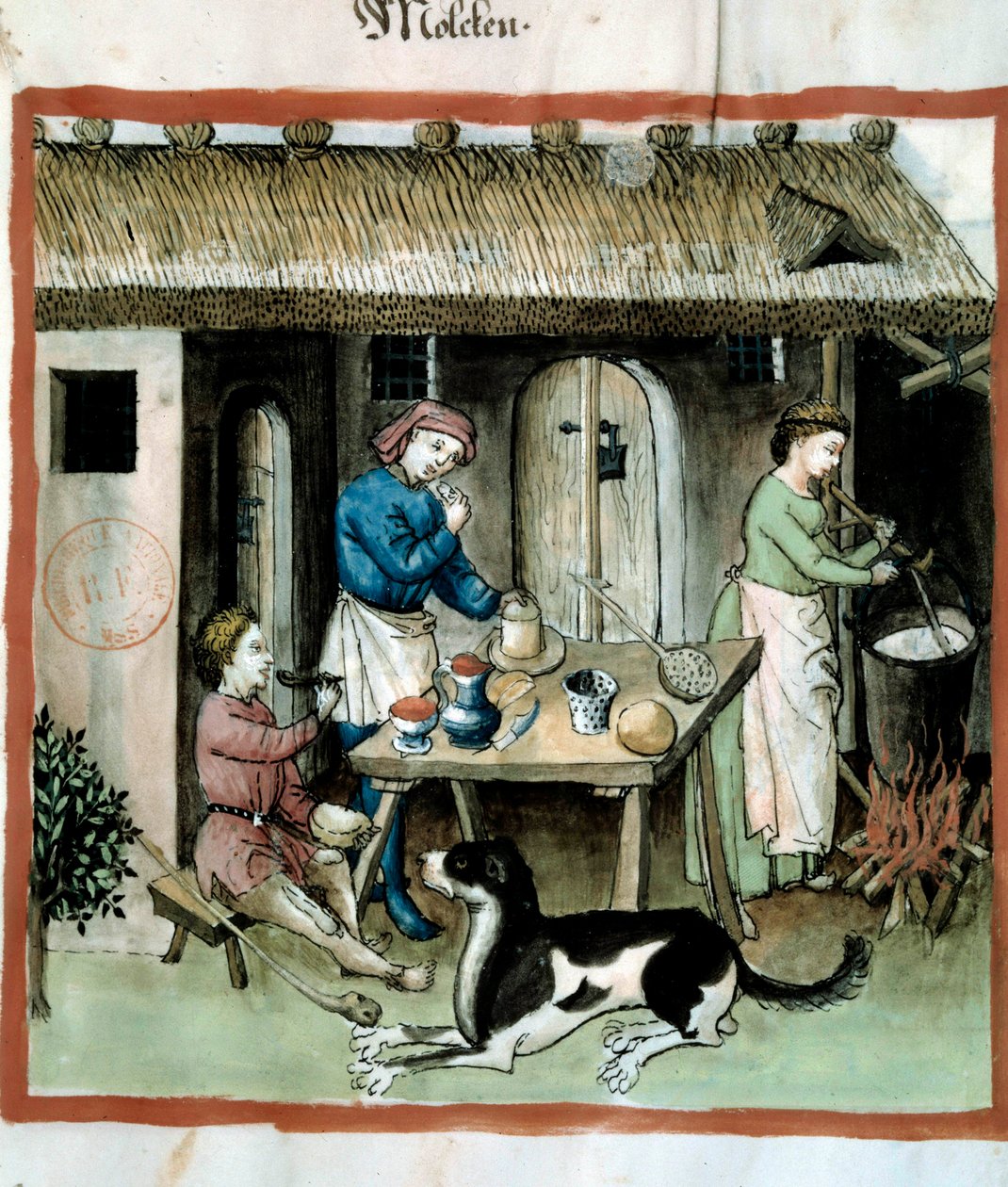 Výroba sýra. Osvětlení z dojení medicíny a dietetiky „“Tacuinum sanitatis““ od Unknown artist