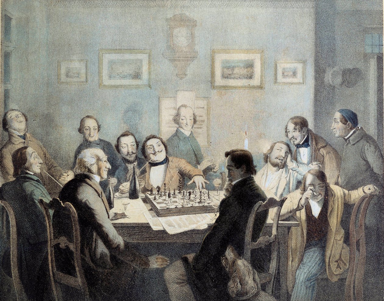 Šachisté Litografie 19. století. od Unknown artist
