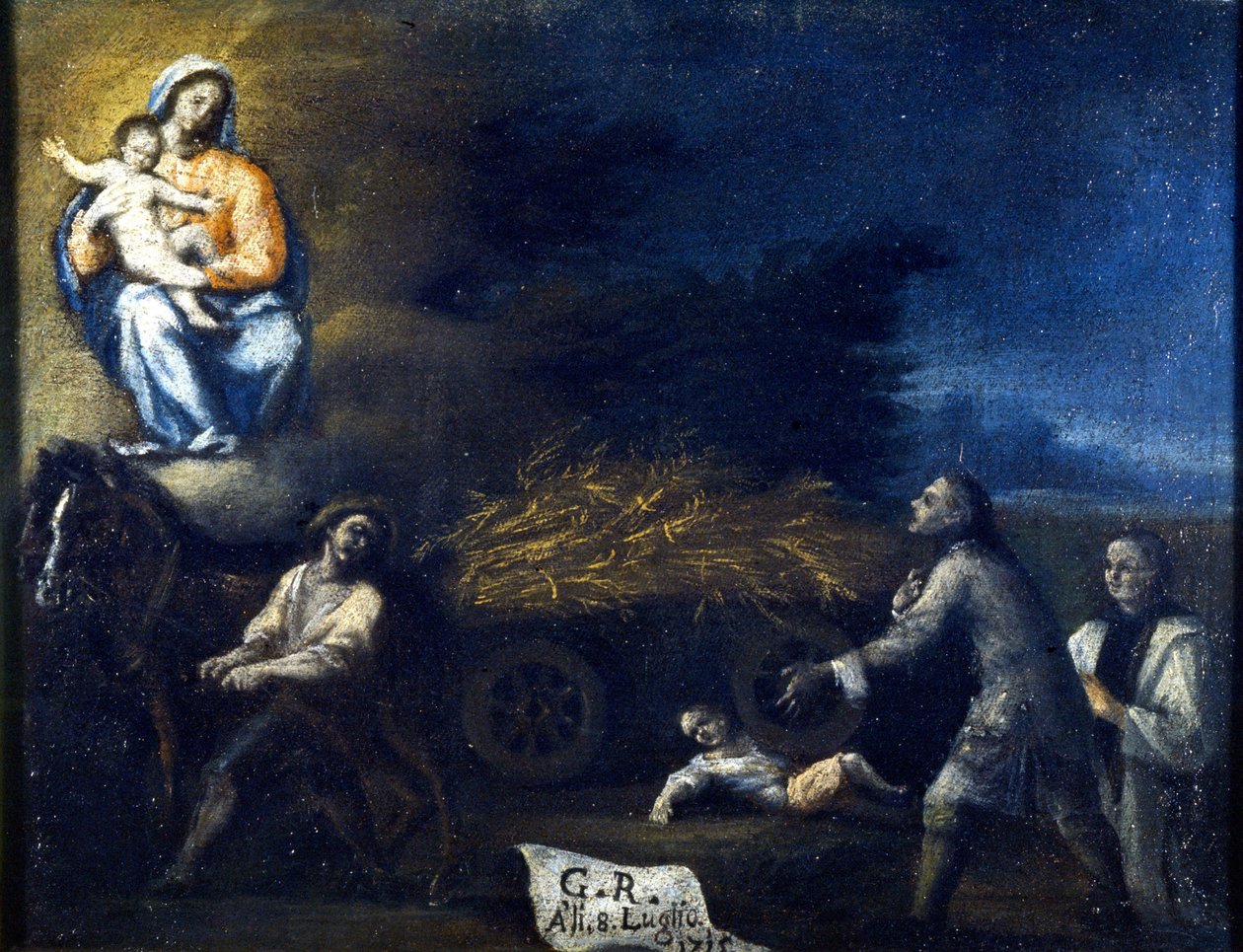 Dítě rozdrcené pluhem. Ex voto z roku 1715 ze svatyně Santa Valeria a Seregno (Milán). od Unknown artist