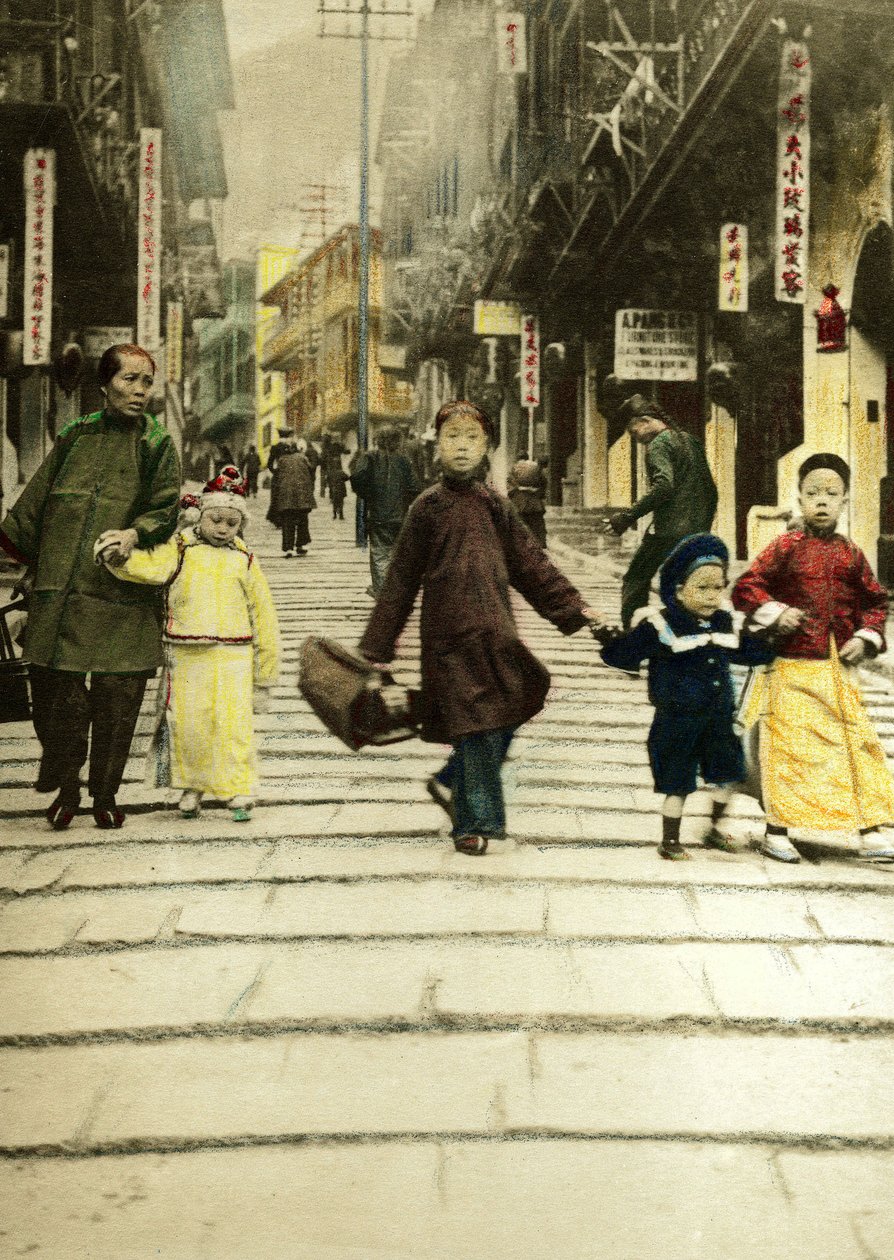 Děti na Pottinger Street v Hong Kongu v roce 1890. Čína od Unknown artist