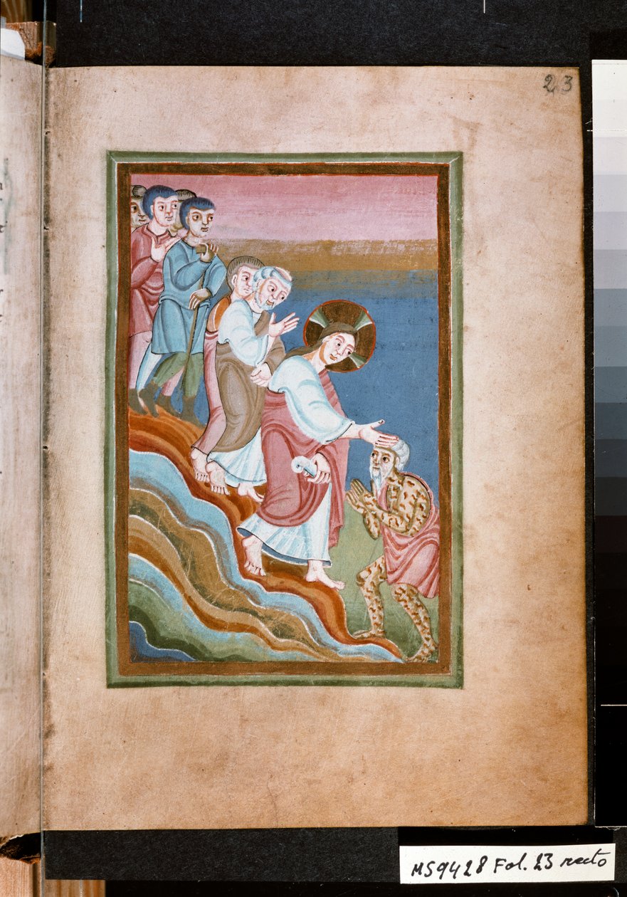 Kristus uzdravuje malomocného, asi 1035 (miniatura) od Unknown artist
