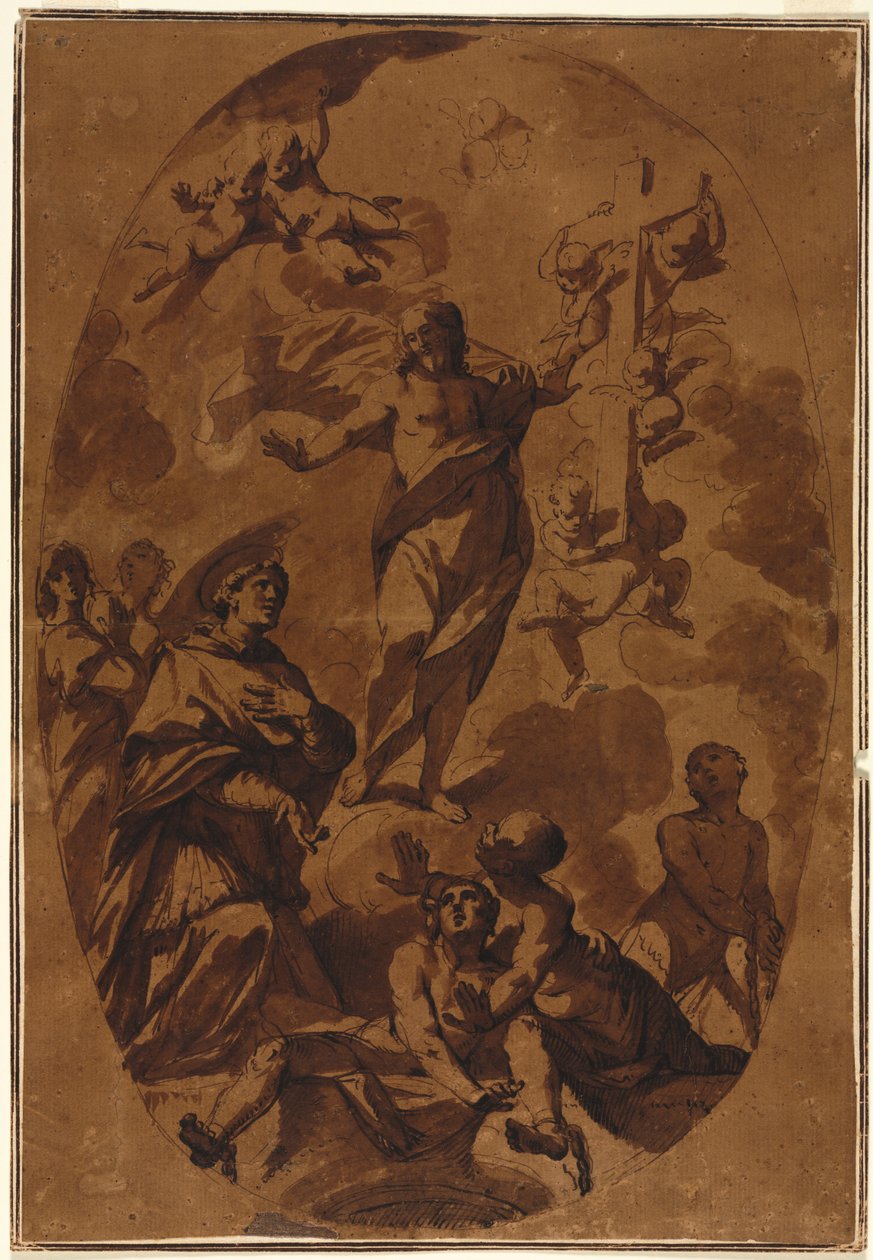 Kristus triumfální zjevení se přimlouvajícímu se světci od Unknown artist