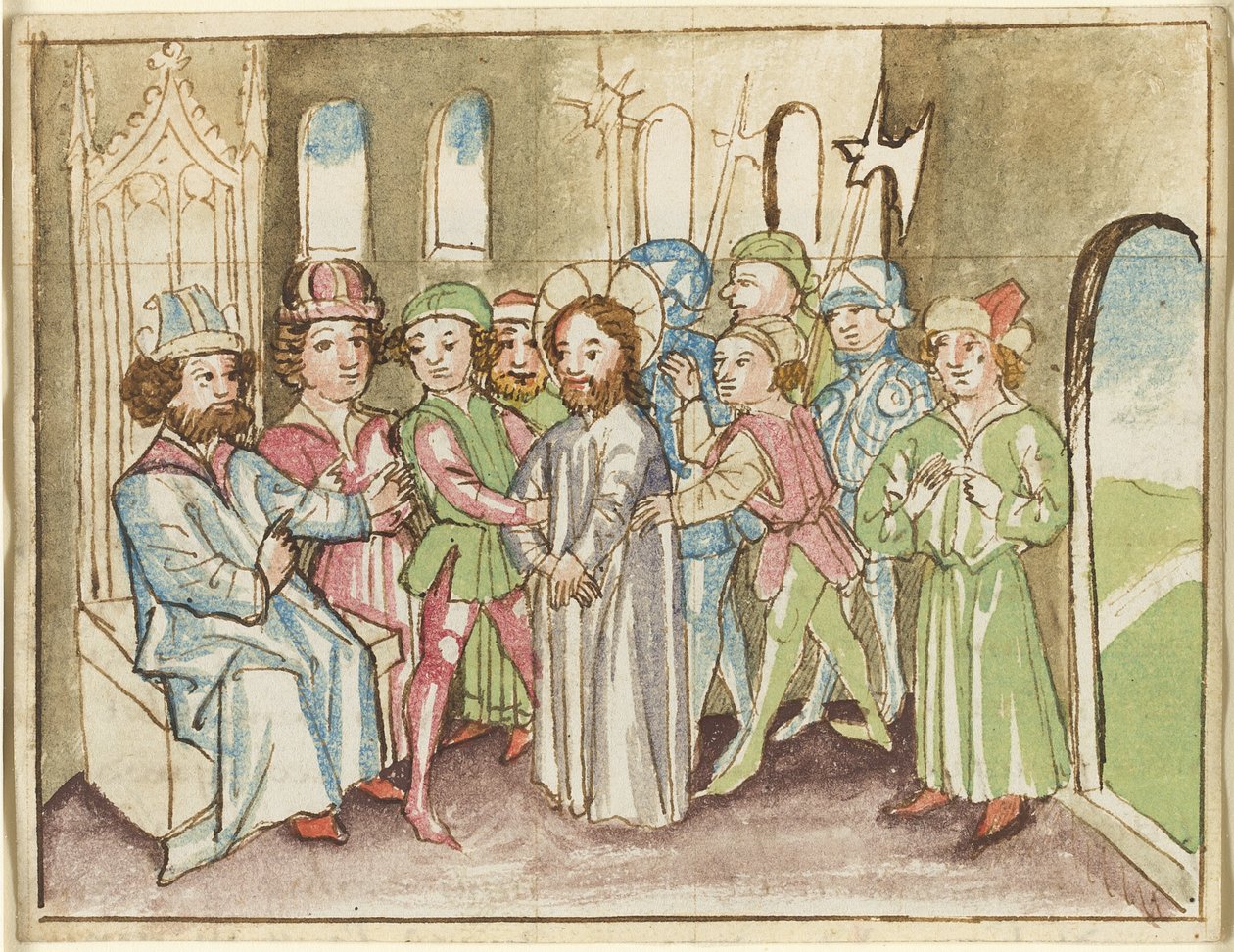 Kristus před veleknězem Annášem, z plenária od Unknown artist