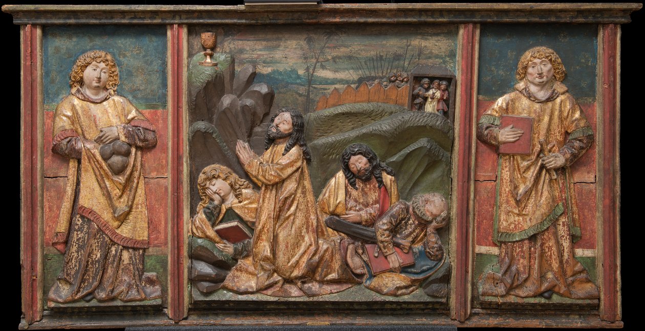 Kristus na hoře Olivetské se třemi apoštoly; Svatí Štěpán a Vavřinec od Unknown artist