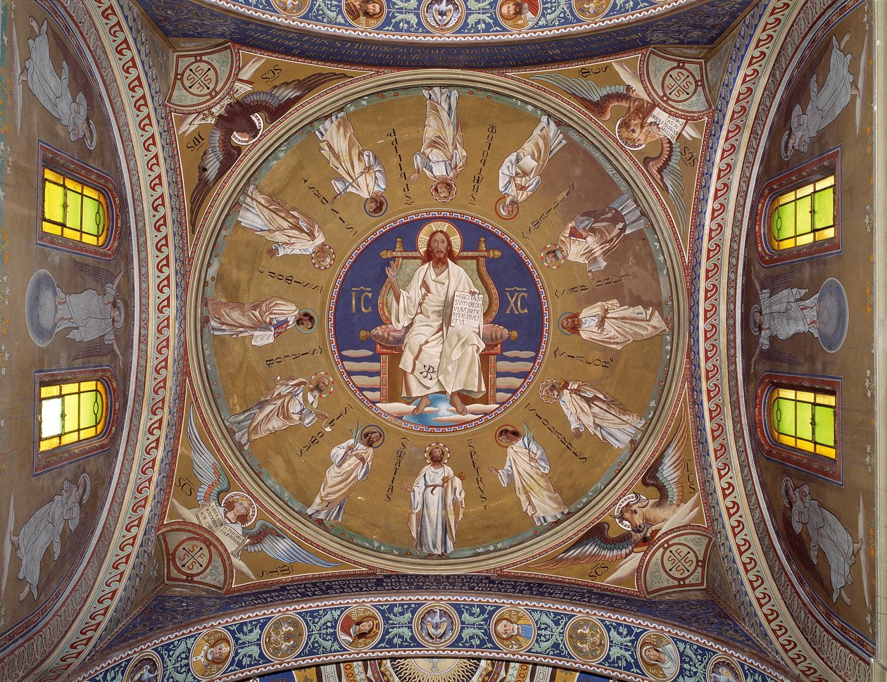 Kristus pantokrator s apoštoly (freska od Unknown artist