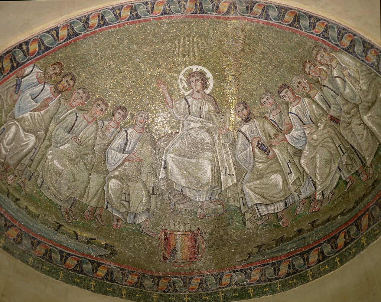 Kristus Zákonodárce s apoštoly, San Lorenzo Maggiore, Milán (mozaika) od Unknown artist
