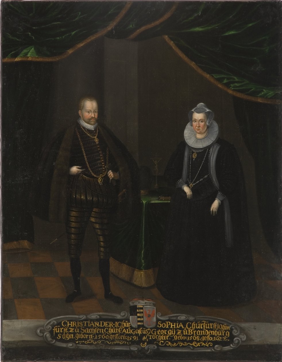 Christian I de Saxe et Sophie de Brandebourg - Portrét Christiana I. (1568-1622), saského kurfiřta a Sophie Braniborské (1568-1622), saské kurfiřty, Anonym. Olej na plátně. Rozměr: 102,5 x 79 cm. Národní muzeum Stockholm od Unknown artist