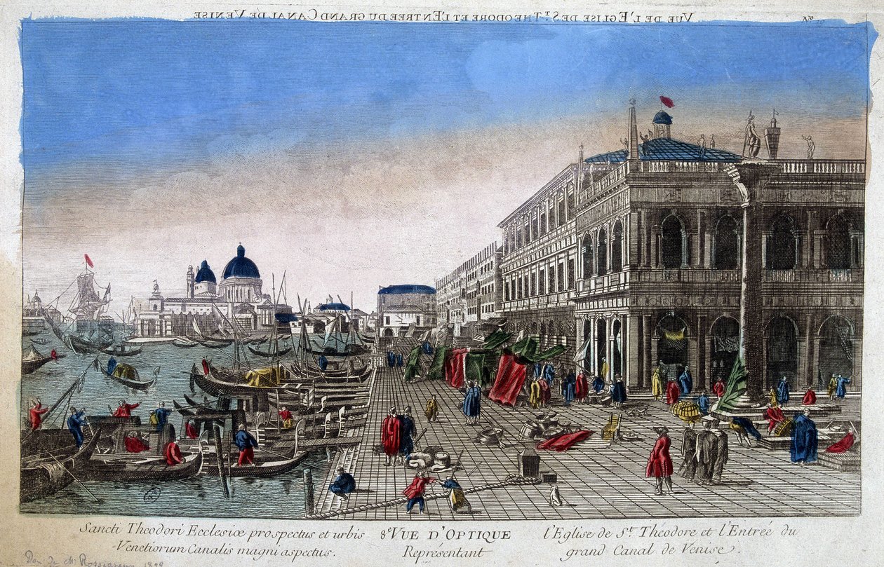 Kostel svatého Theodora a vstup do Canal Grande v Benátkách. od Unknown artist