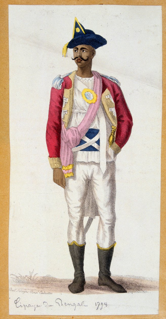 Cipaye du Bengal (Indie) - rytina, konec 18. století. od Unknown artist