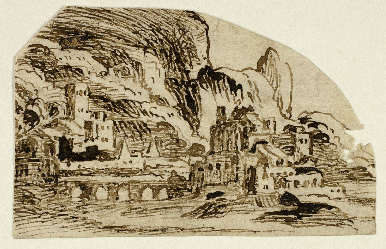 Citadela a most v horách od Unknown artist