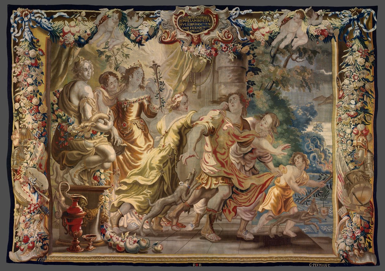 Clodius převlečený za ženu z knihy Příběh Caesara a Kleopatry od Unknown artist