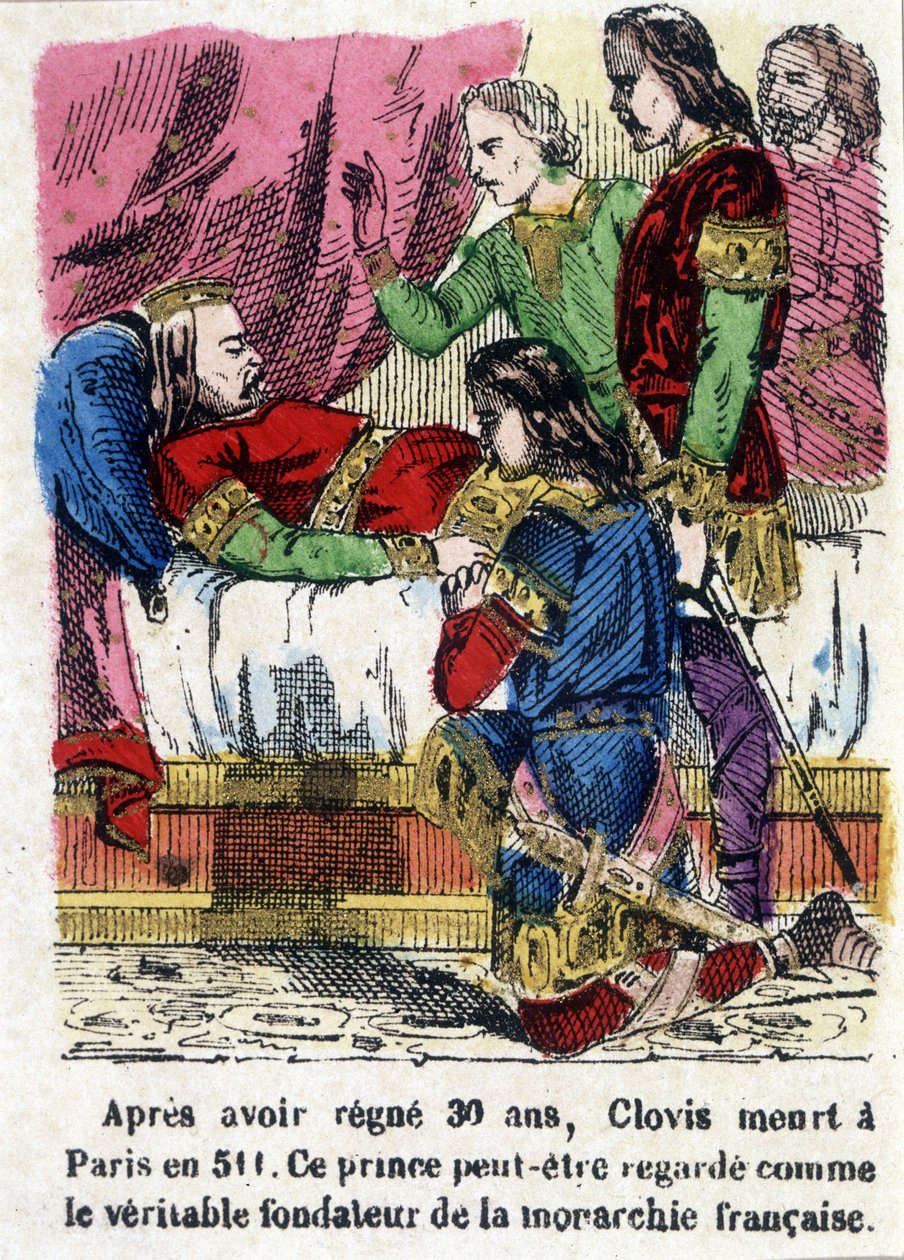 Clovis na smrtelné posteli v roce 511. od Unknown artist