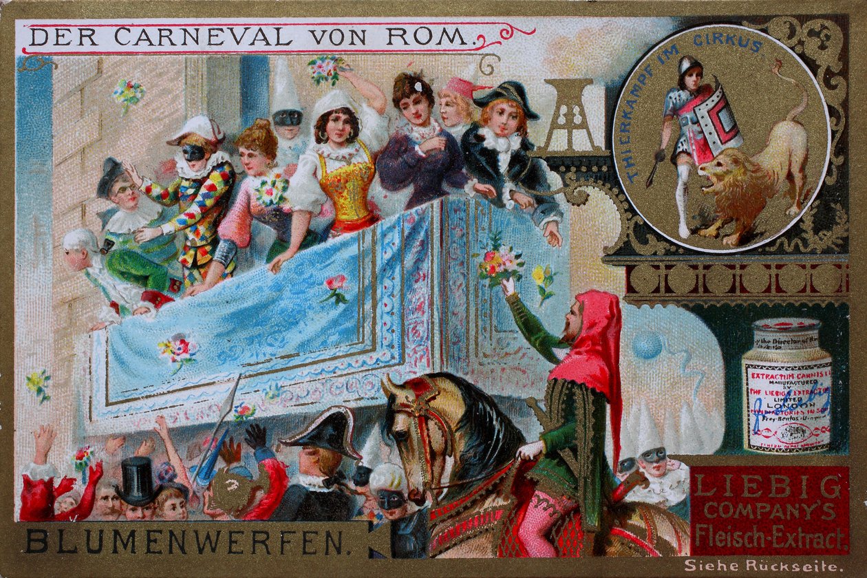 Sběratelská série obrázků Římský karneval, házení květin od Unknown artist