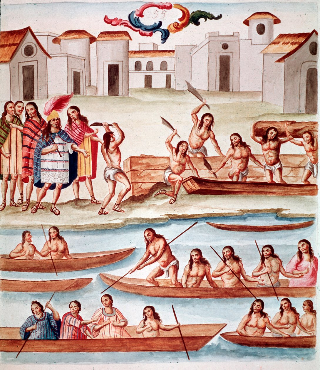 Stavba kánoí (akvarel, cca 1770-1780) od Unknown artist