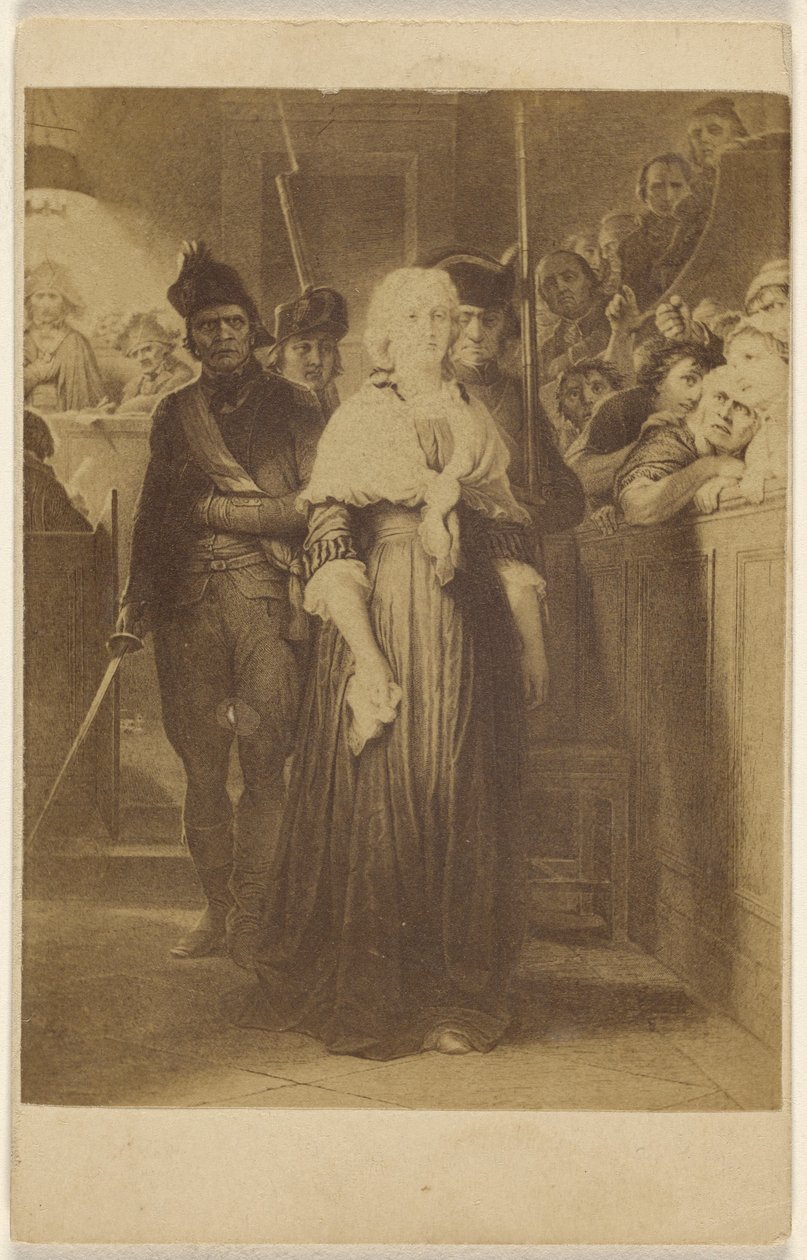 [Kopie neidentifikovaného obrazu: ženy vedené do soudní síně muži s puškami a meči] od Unknown artist