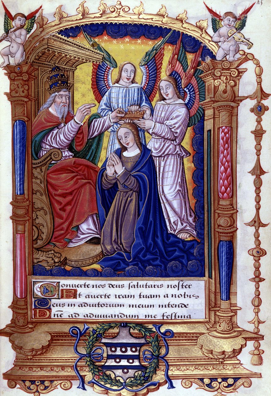 Korunovace Panny Marie, latinský text, kniha hodin od Unknown artist