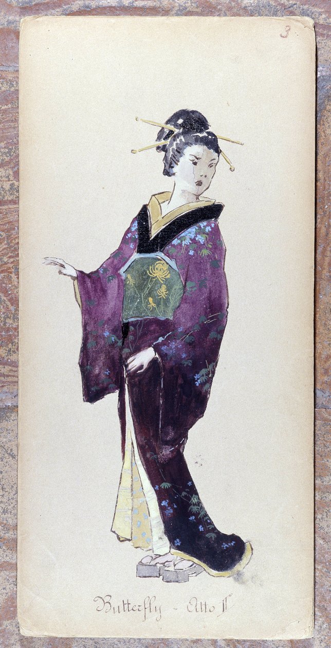 Kostým Madame Butterfly II. dějství pro inscenaci Madame Butterfly Giacoma Pucciniho z roku 1904.Sbírka Museo della Scala v Miláně. od Unknown artist