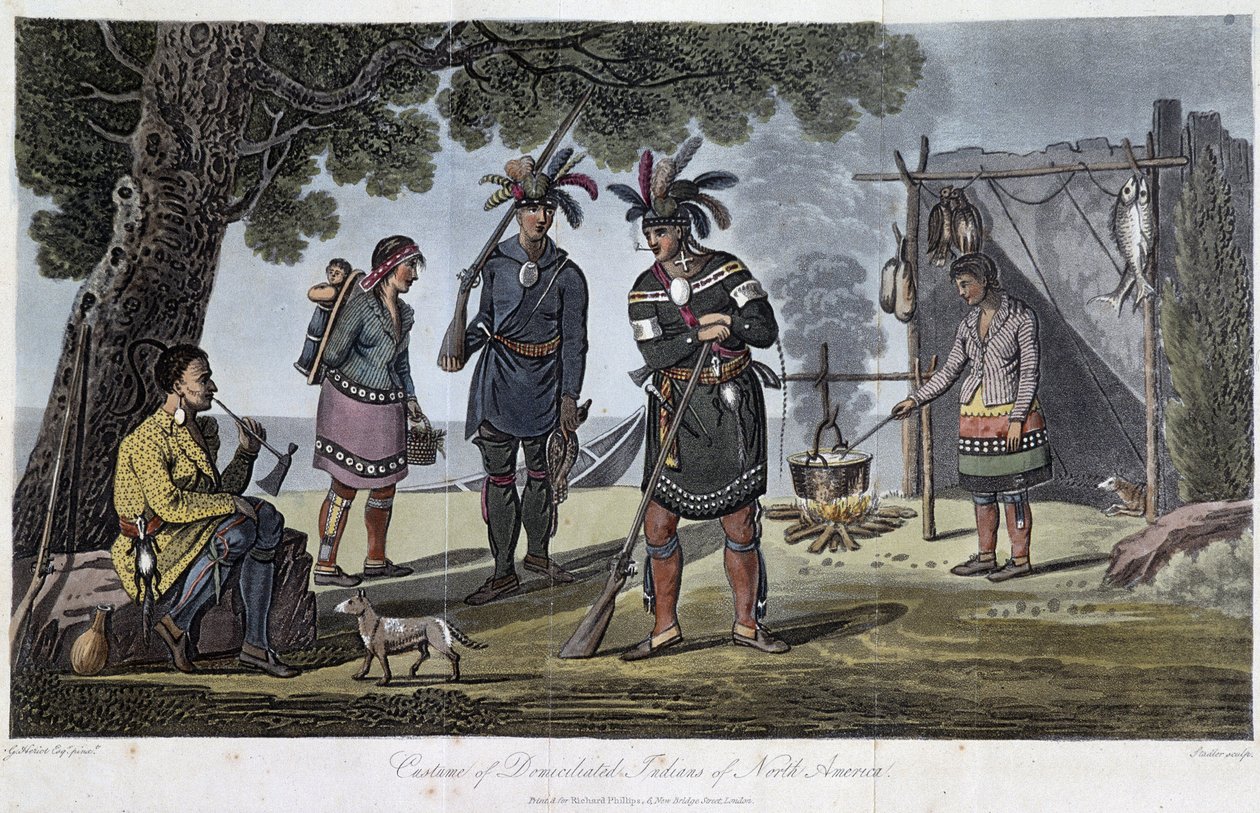 Kostýmy usazených indiánů Severní Ameriky, Heriot, George (1766-1844) od Unknown artist
