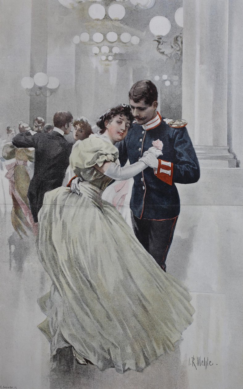 Pár tančí na vánoční ples od Unknown artist