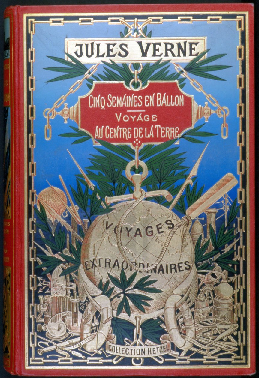 Obálka „Pět týdnů v balónu – Cesta do středu Země“ od Julese Verna, ed. Hetzel od Unknown artist
