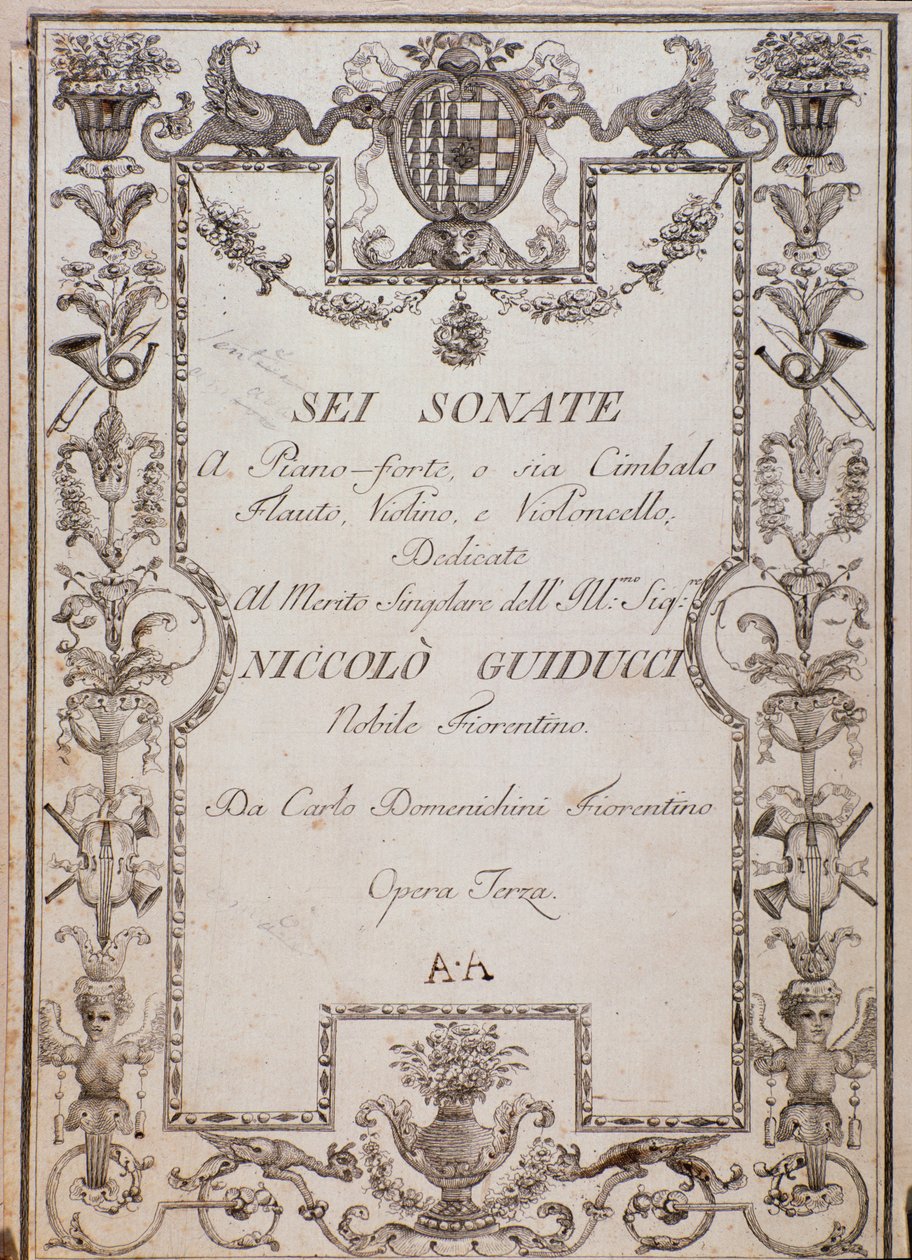 Obálka šesti sonát, op. 3 od Carla Domenighiniho od Unknown artist