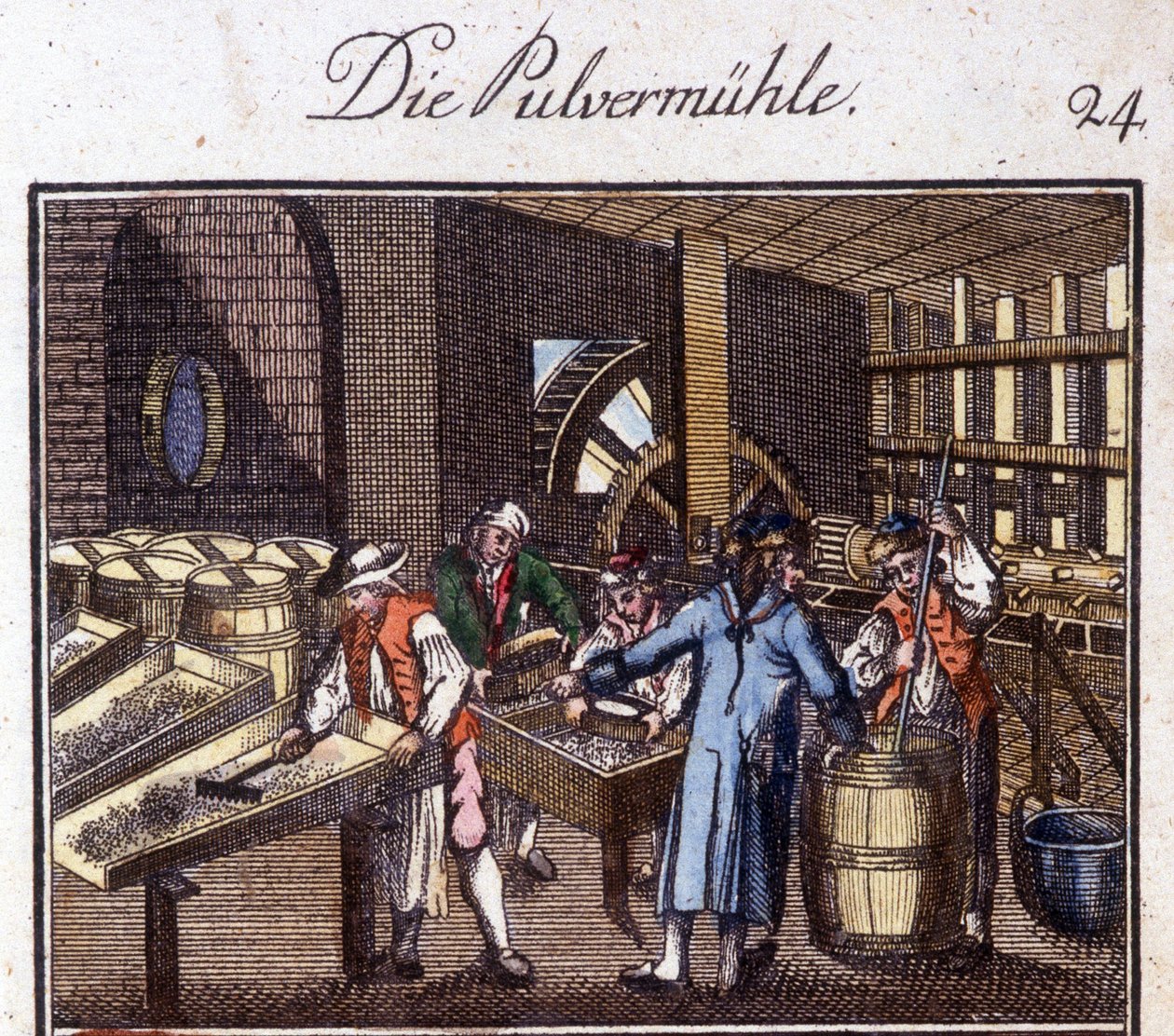 Řemesla: výrobce prášku ve své dílně. V „“ Komplexní popis umění a řemesel a workshopů pro mladé lidi“ od Johana Petera Vue. Ed. Norimberk, Weigel a Schneider od Unknown artist