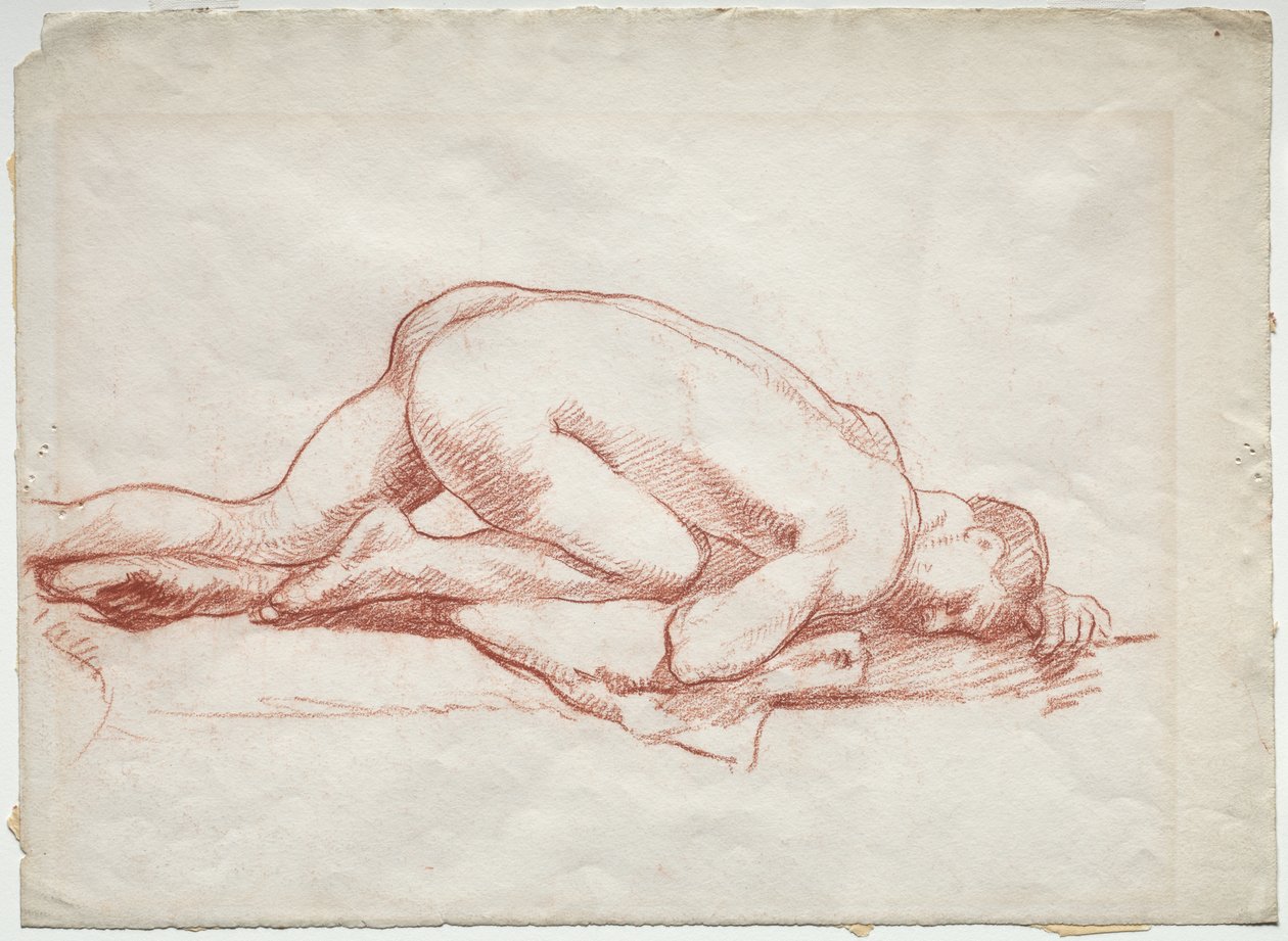 Přikrčený mužský akt od Unknown artist