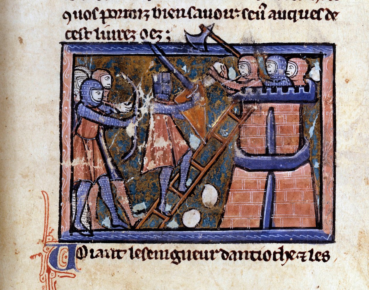Křížová výprava (pravděpodobně první): dobytí Jeruzaléma křížovými vojsky. Miniatura z rukopisu Viléma z Tyru (asi 1128-1186) od Unknown artist