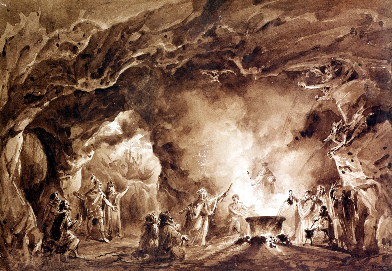 Dekor pro operu „“ Macbeth““, kterou složil Giuseppe Verdi (1813 - 1901). Aquatinte použitý na obálce prvního vydání z roku 1847. od Unknown artist