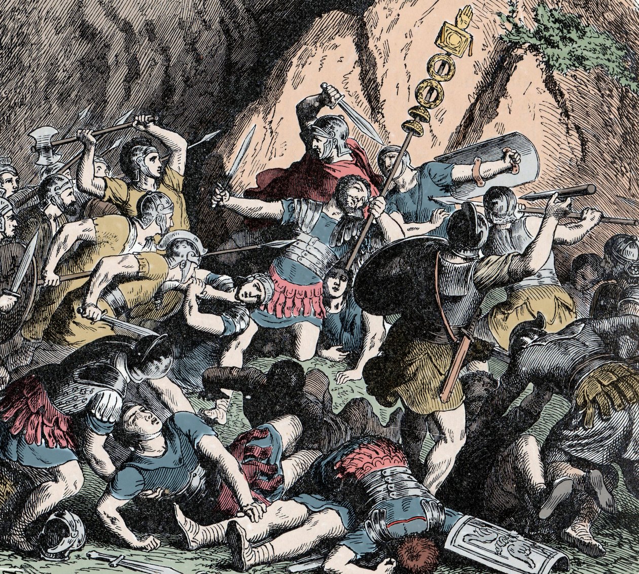Porážka Fabiánů - Druhá punská válka (218-201 př.nl): porážka fabiánské armády a strategie lichvy Fabia Maxima (Quintus Fabius Maximus Verrucosus, známý jako Cunctator (Časovač) nebo Ovicula, asi 275-203 př.n.l. ), proti drancování ar od Unknown artist