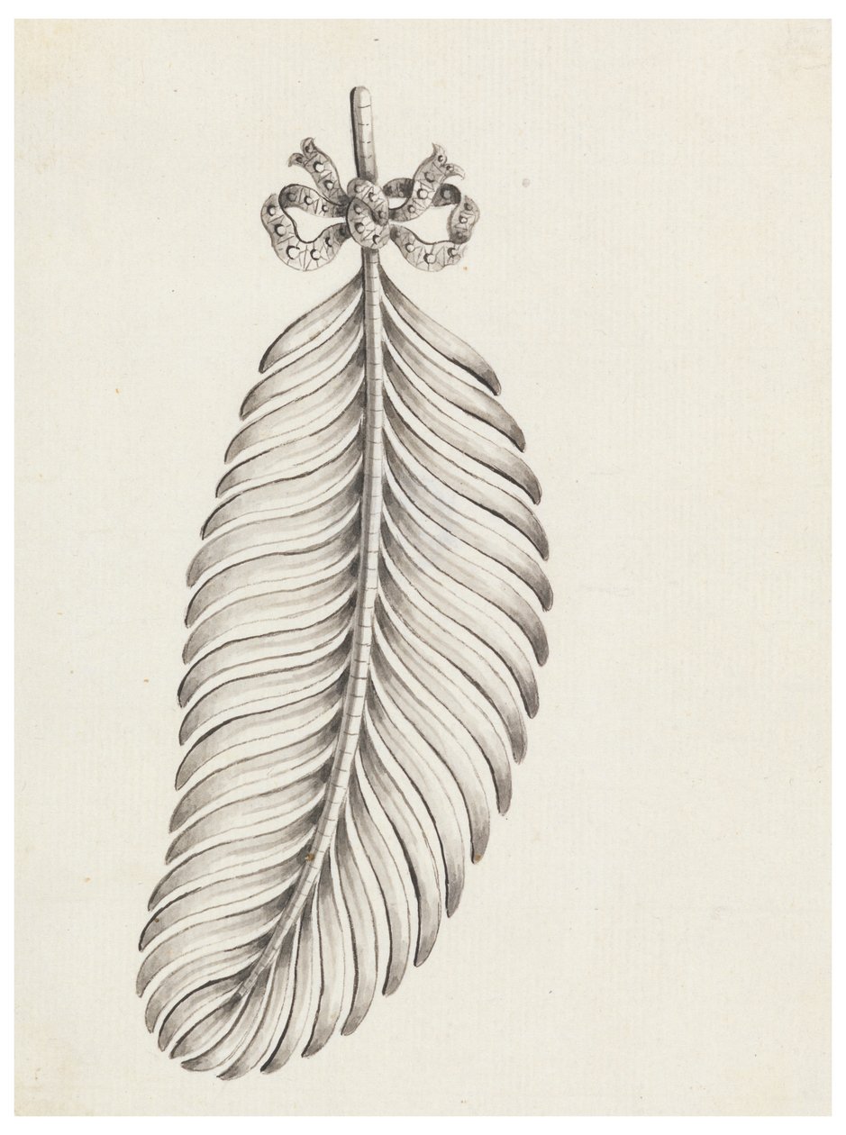 Design pro brož ve tvaru pírka od Unknown artist