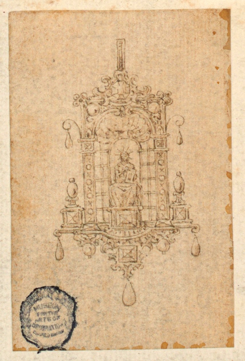 Design pro přívěsek s sedící žena s knihou od Unknown artist