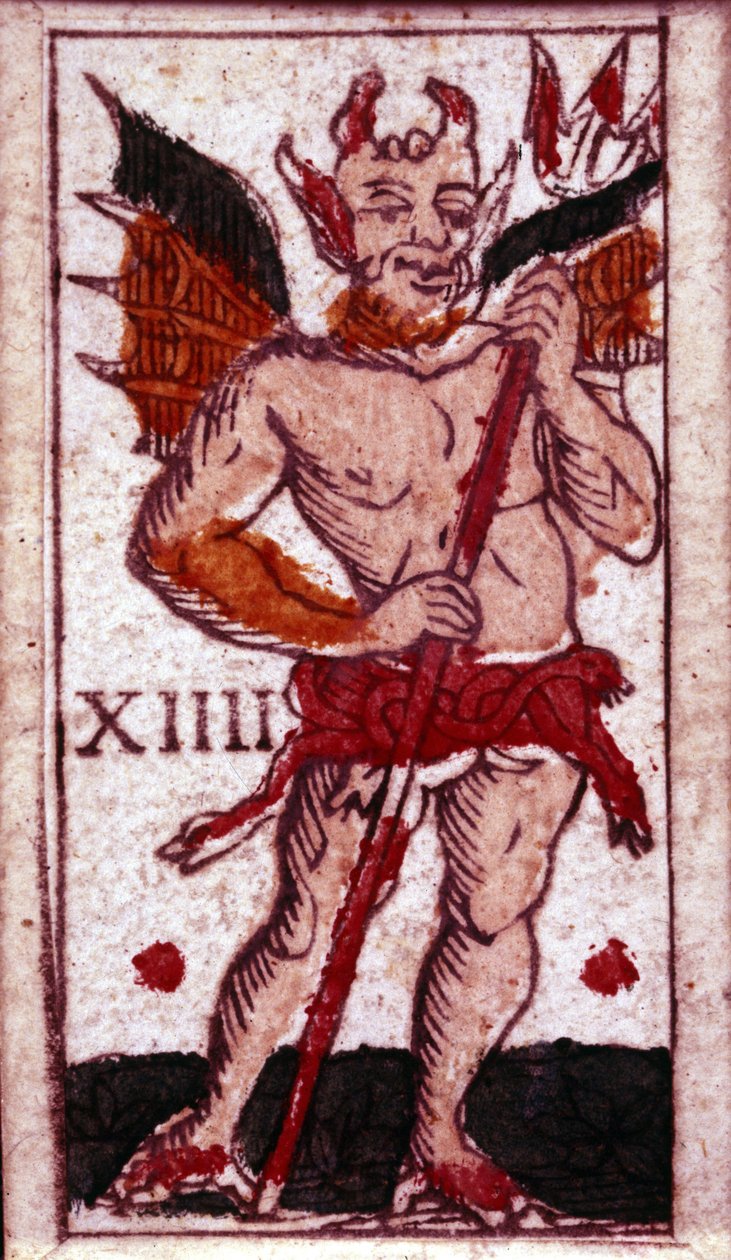 Ďábel zobrazený na hrací kartě. 18. století. od Unknown artist