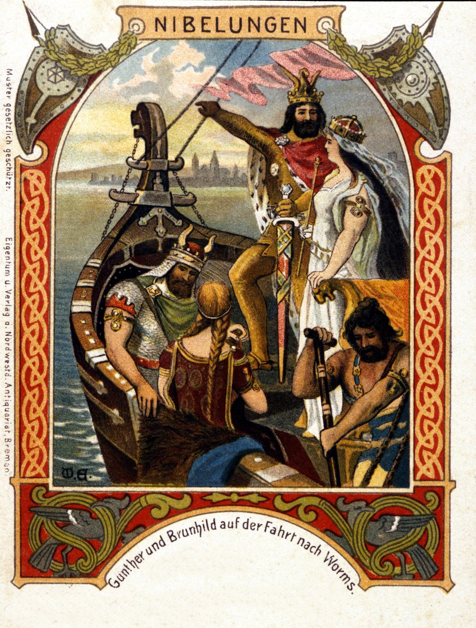 Die Nibelungen, opera, kterou složil Heinrich Dorn (1804-1892) v roce 1854, německý dirigent a skladatel. chromolitografie z 19. století. od Unknown artist