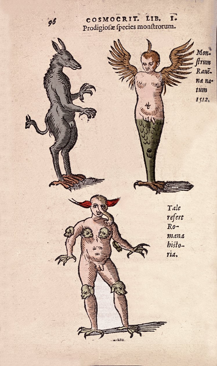 Různá monstra a fantastická stvoření z Krakova a Ravenna Plate převzatá z „“De Natura Divini Caracterismis““ od Cornelia Gemmy od Unknown artist