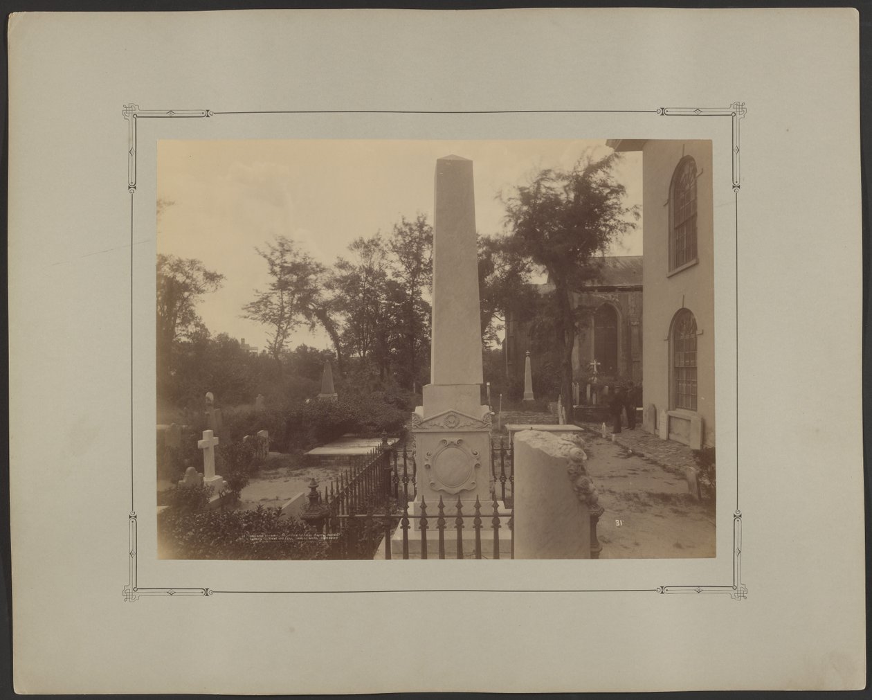 Posunutý pomník, Luteránský kostel svatého Jana, Archdale Street mezi ulicemi Clifford a King, pohled na jih, Charleston od Unknown artist