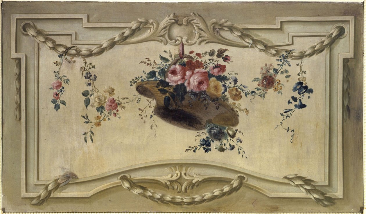 Překrytí dveří: květinový koš, mezi lety 1769 a 1789 (olej na plátně) od Unknown artist