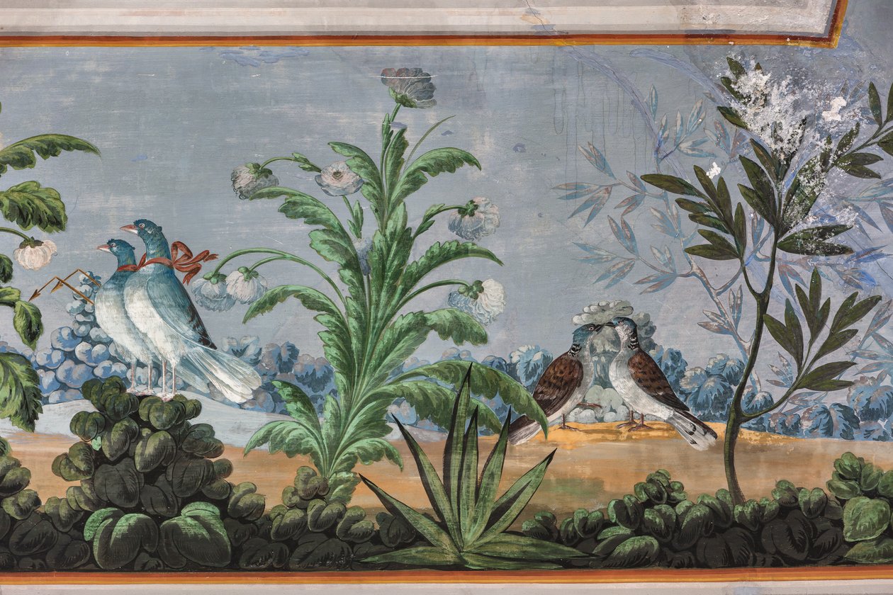 Holubice a květiny, detail 3743687 (freska) od Unknown artist