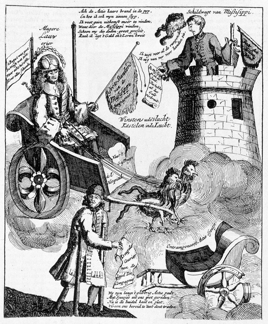 Holandský satirický tisk proti Johnu Lawovi (1671-1729), na případu Mississippi od Unknown artist