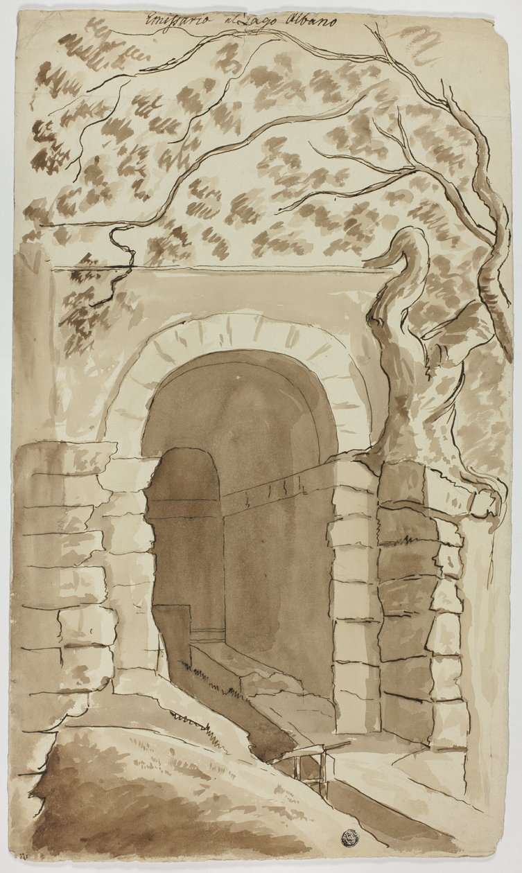 Odtok z jezera Albano od Unknown artist