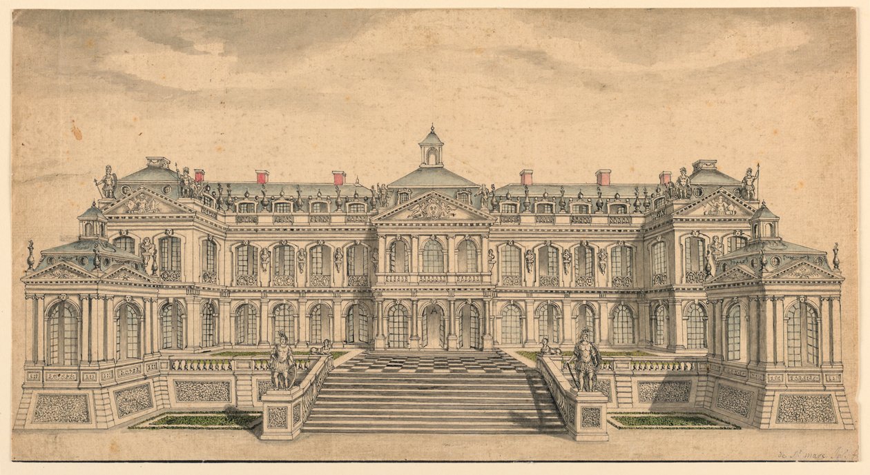 Povýšení zahradní fasády pro Malý francouzský palác od Unknown artist