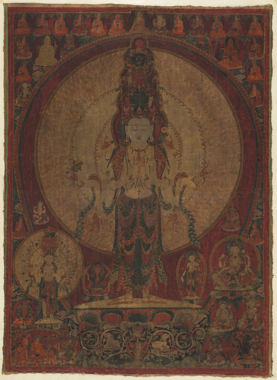 Jedenáctihlavý, tisíci ozbrojený bódhisattva soucitu (Avalokiteshvara) od Unknown artist