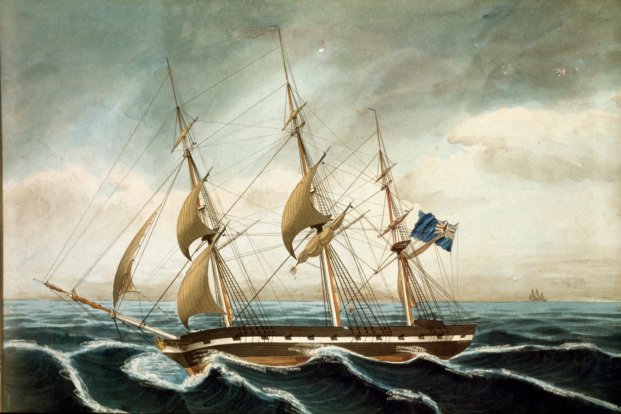 Anglická korveta (tisk od Unknown artist