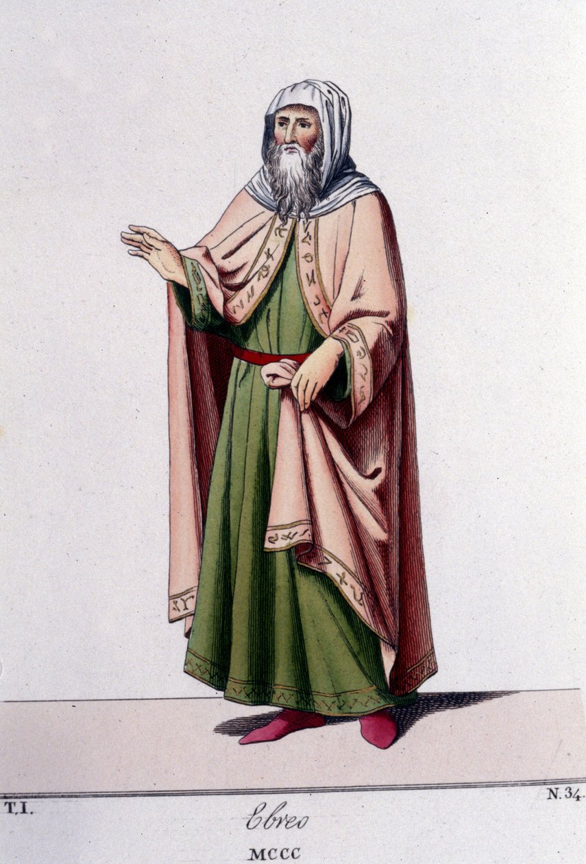 Rytina z 19. století zobrazující Žida kolem roku 1300. od Unknown artist