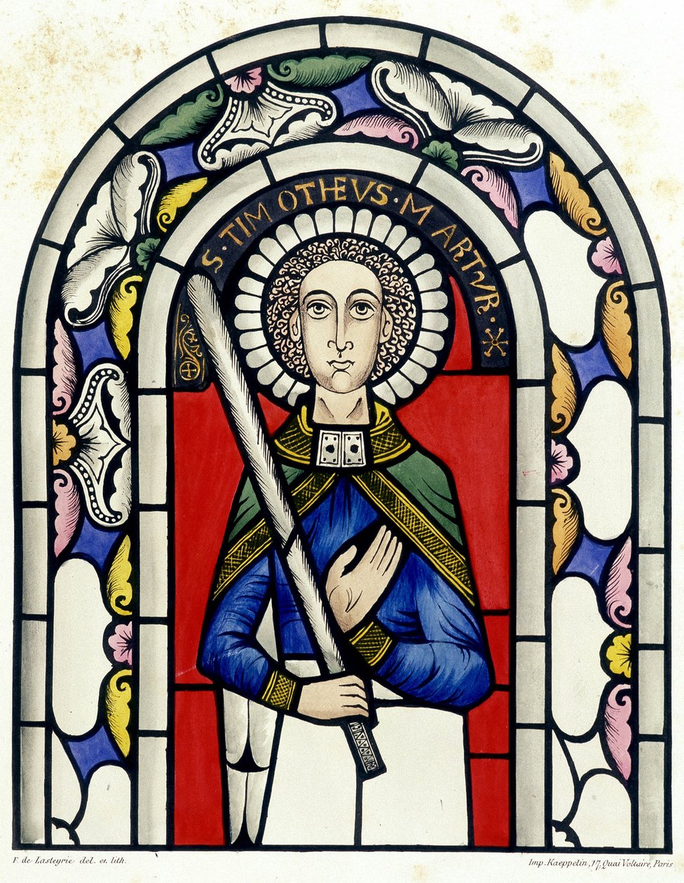 Rytina představující vitráže svatého Timotea z kostela Neuviller. od Unknown artist