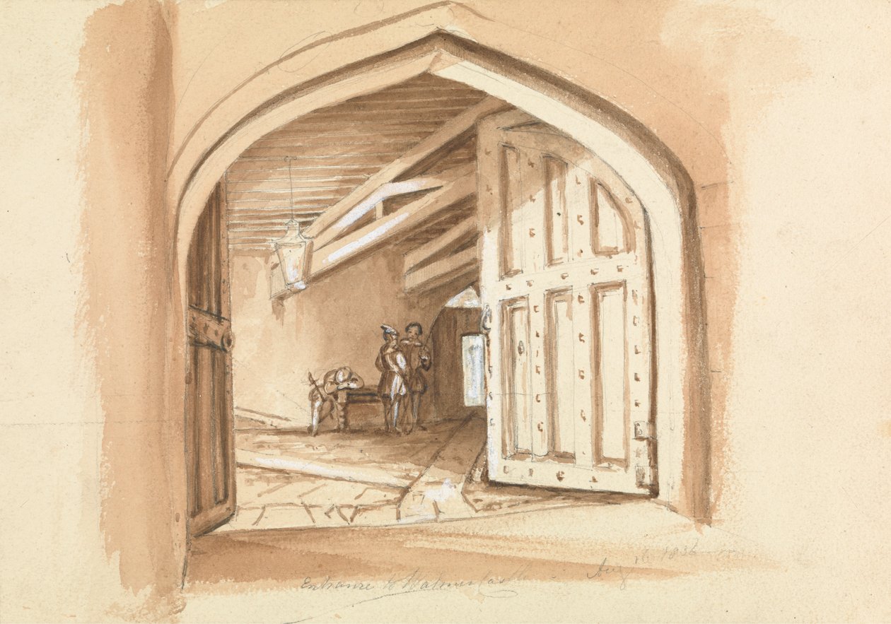 Vstup do hradu Walmer; náčrtky dveří od Unknown artist