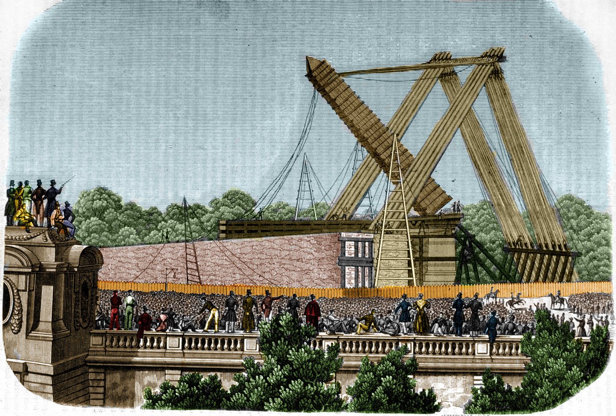 Vztyčení obelisku Louqsor (Luxor) na Place de la Concorde. Paříž, 25. října 1836. od Unknown artist