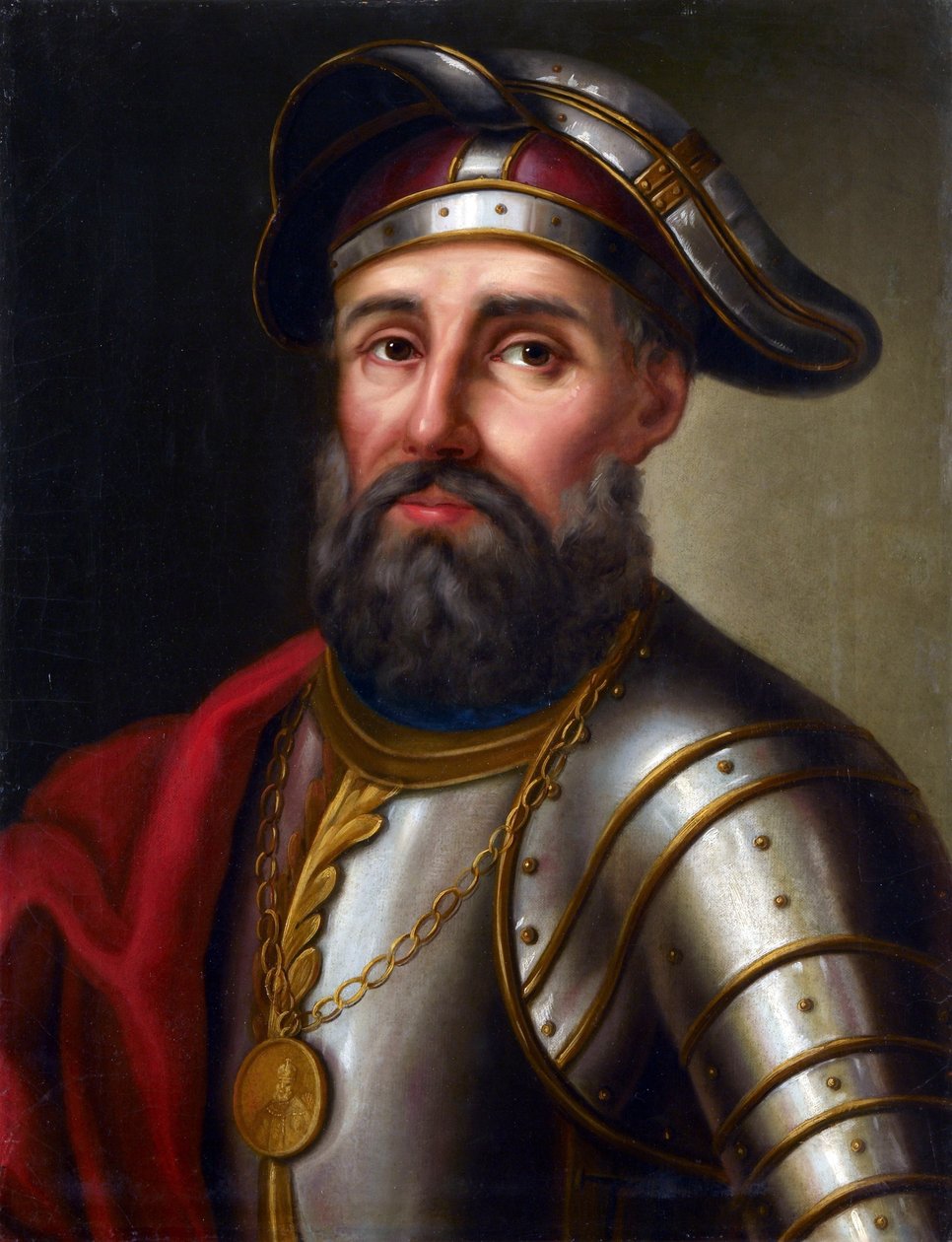 Ermak Timofeievitch - Portrét vůdce kozáků, dobyvatel Sibiře Yermak Timofeyevich (1540-1585), Anonym. Olej na plátně od Unknown artist